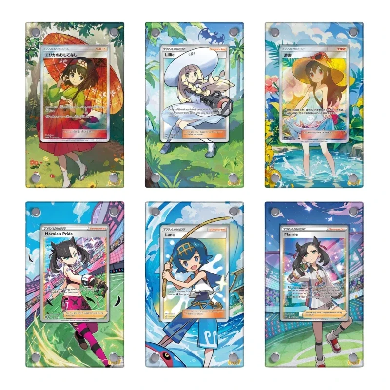 Pokemon Erika Lillie Acerola Mallow Lana Acrylic Extended Painting Stuck Brick Anime Classics Game Collection Card Display Stand