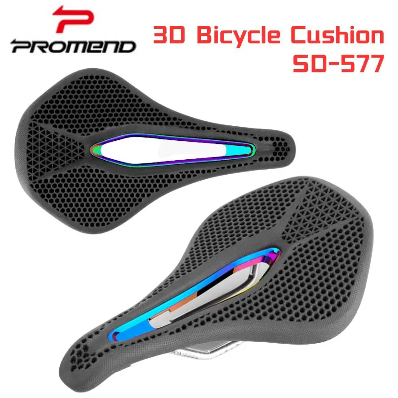 PROMEND 3D Bicycle Cushion SD-577 MTB Printing Honeycomb Saddle Breathable Lightweight Strong Seat Wear-resistant Cycling Parts