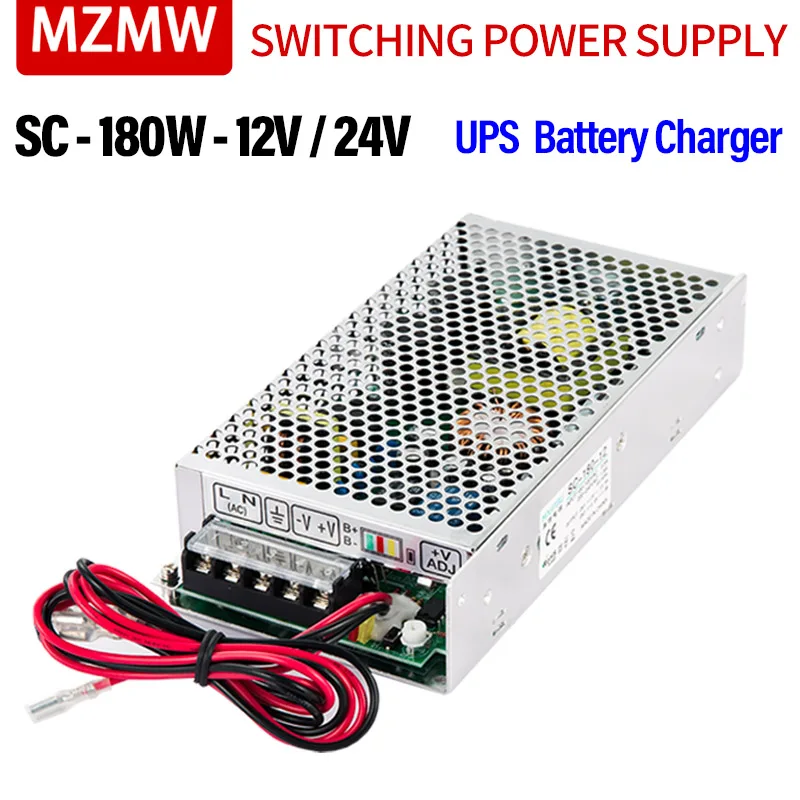 MZMW 180W UPS Charge Function Switching Power Supply Input AC 110/220V DC 12V 13.5A 24V 6.5A 12 Volt CCTV Monitor Battery Charge