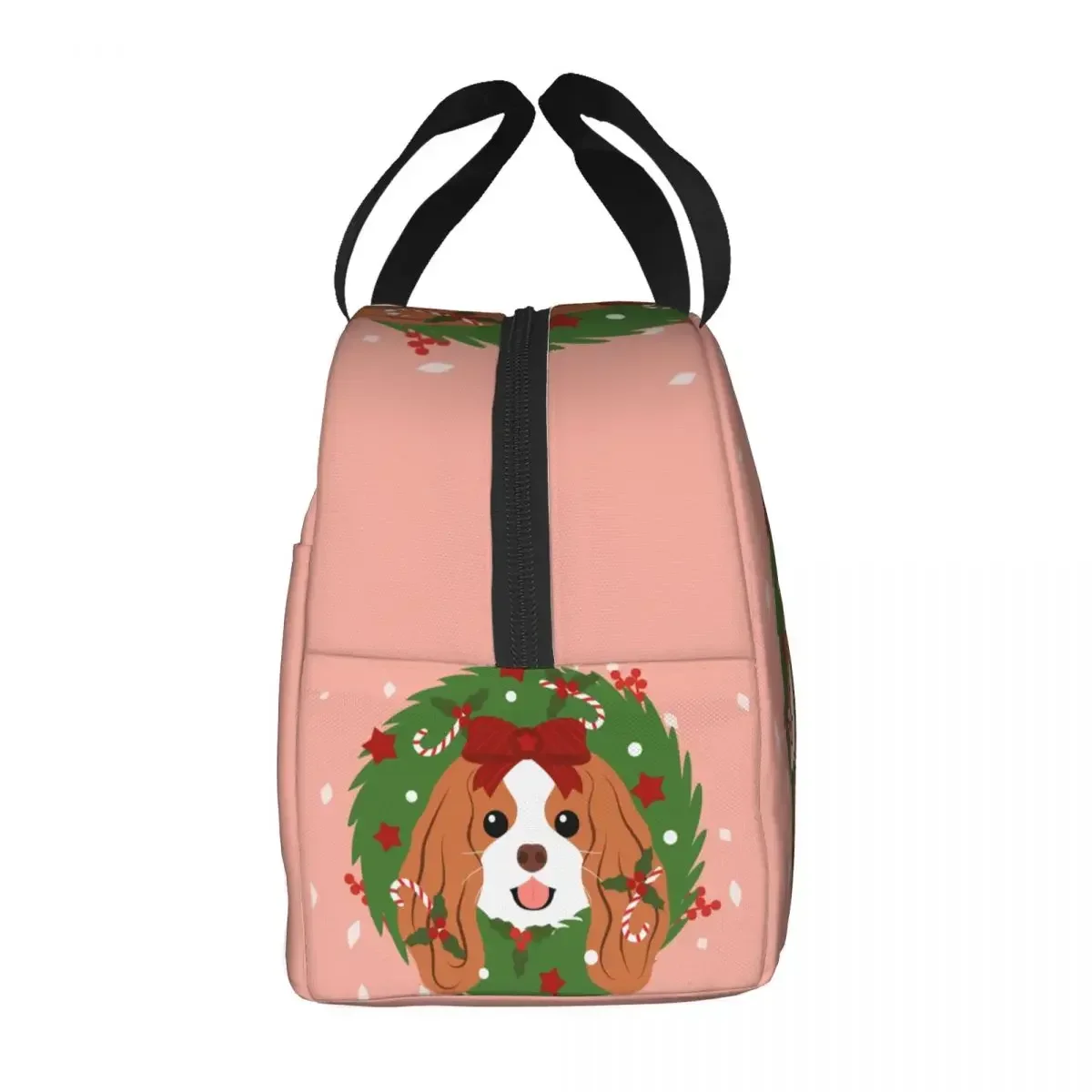 Cavalier King Charles Spaniel Christmas Wreath Insulated Lunch Bags Women Dog Thermal Cooler Food Lunch Box Work School Travel