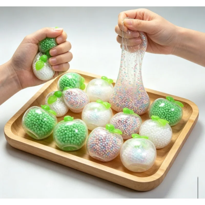 Fruit Stress Relief Squeeze Toy pendant Fidget Apple Simulated Real Apple Decompression Popping Noise Ball Squishy Anti Stress