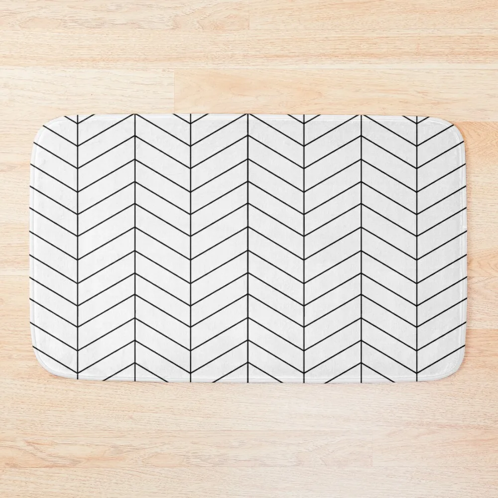 

Herringbone - Black + White Bath Mat Absorbent Carpet For Bathroom Absorbent Bathroom Room Carpet Mat