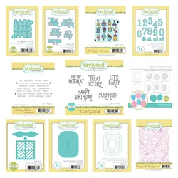 New Metal Cutting Dies Rounded Rectangle Stacklets Birthday Balloons Bow Tie Stamps Stencil Set DIY Scrapbooking Card Paper