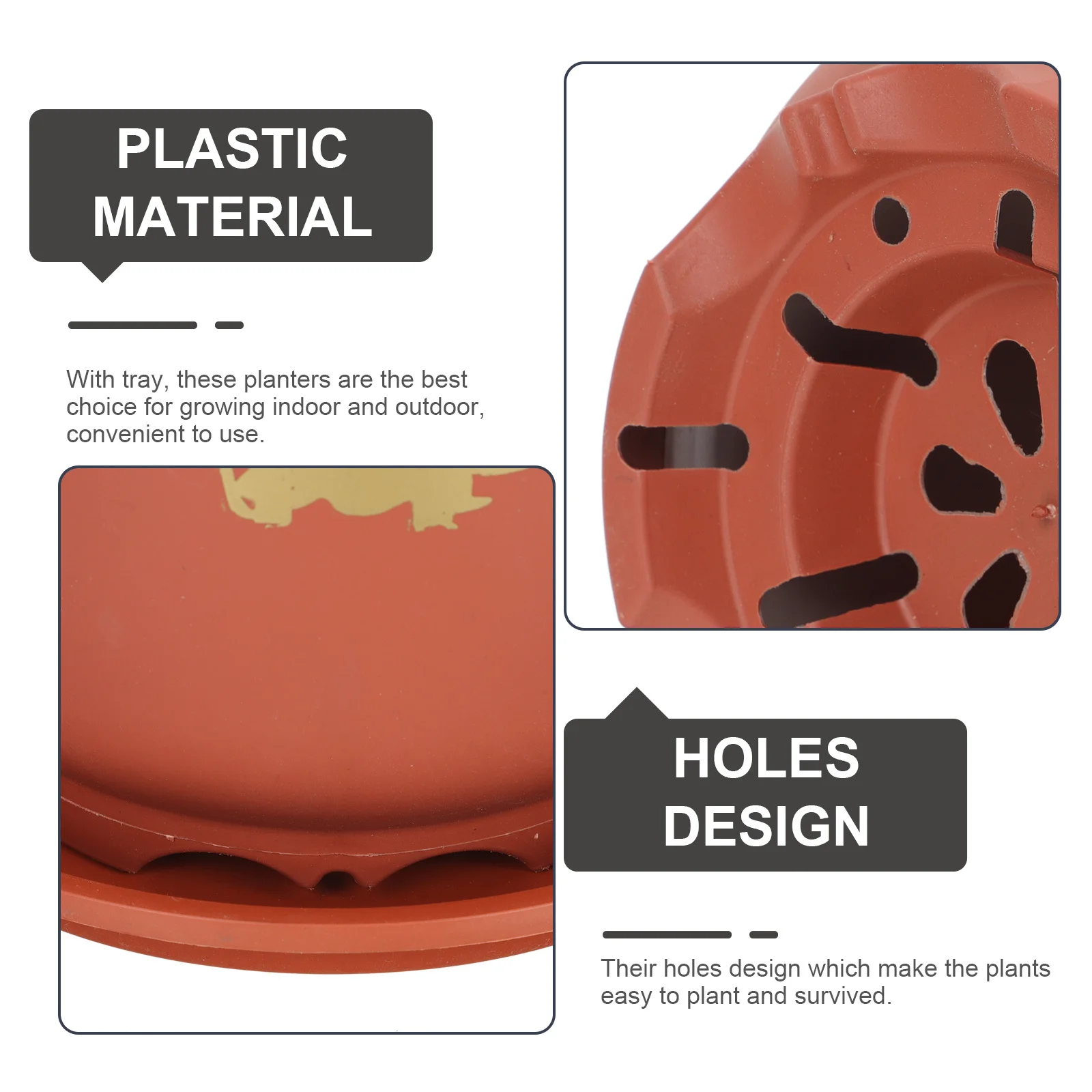 

2Sets Orchid Flower Planters Simulated Purple Clay Plastic Pots Trays Indoor Outdoor Decorative Seedling Starter Holders