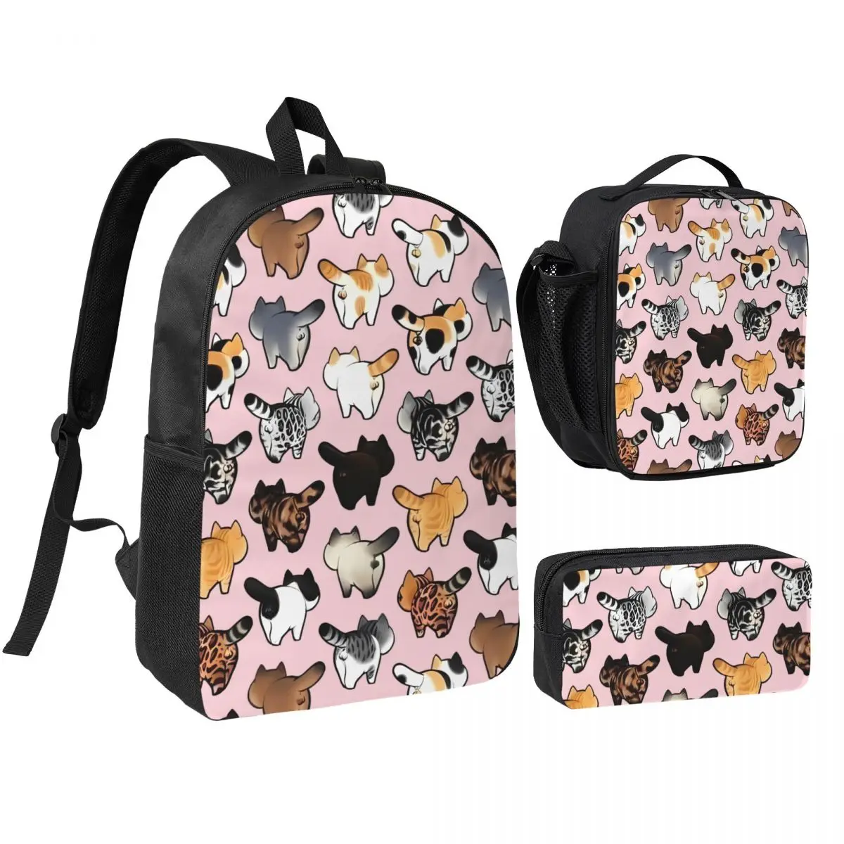 

Школьный рюкзак с изображением кота, комплект из 3 предметов, рюкзак, сумка для обеда, пенал из ткани для школьных подарков для студентов, детей, малышей, мальчиков и девочек