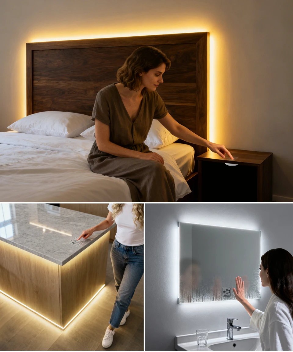 Selbstklebende COB-LED-Unterschranklampe, Küchenleuchte, Touch-dimmbar, Silikagel, Neonlichter, Klebeband, 2 m, 3 m, 5 m, 10 m, Dekorbeleuchtung – Detail 7