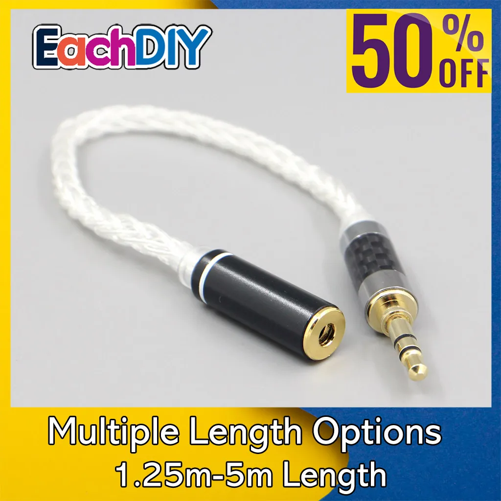 

Various length plugs 8 Cores Pure 99% Silver Headphone Earphone Cable For 4.4mm xlr 6.5 2.5mm male to 3.5mm female LN007466