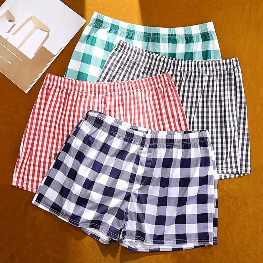 Unisex Shorts Plaid Print Pyjama Shorts bequeme Nachtwäsche für Frauen Männer elastische Taille Lounge Bottoms Loose Fit Stil