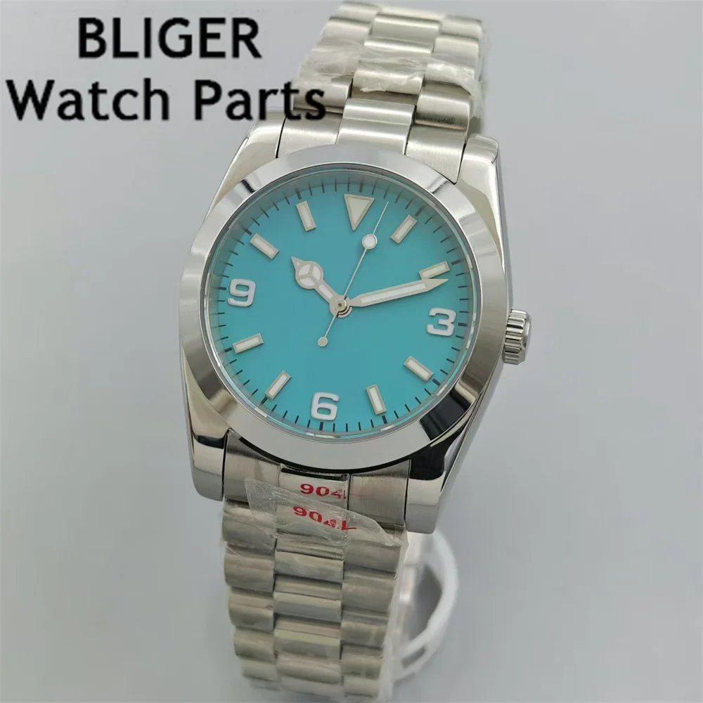 BLIGER 36 мм/39 мм мужские часы NH35 автоматический механизм розовый синий циферблат сапфировое стекло ремешок из нержавеющей стали