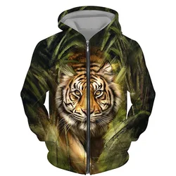 Hoodies 3d Printed Animals Tigers Zipper Sweatshirts Men Women Hooded Oversized Hoodie Kids Zip Up Sweatshirts Tracksuits Coat