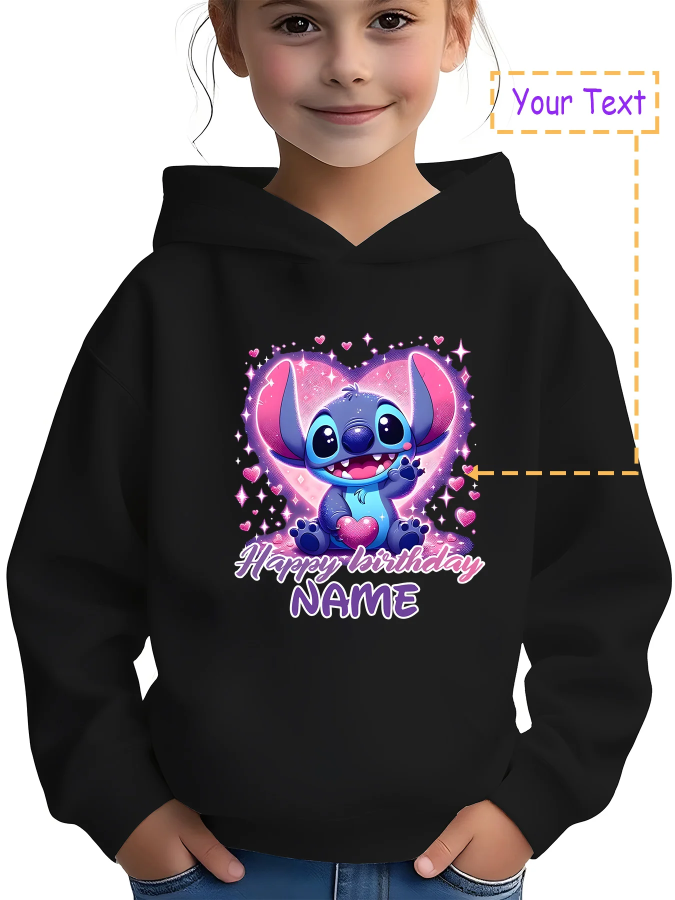 

MINISO Birthday Limited Edition Stitch Hoodie - Pink Diamond Heart Stitch, a birthday exclusive, perfect for parties and commemo