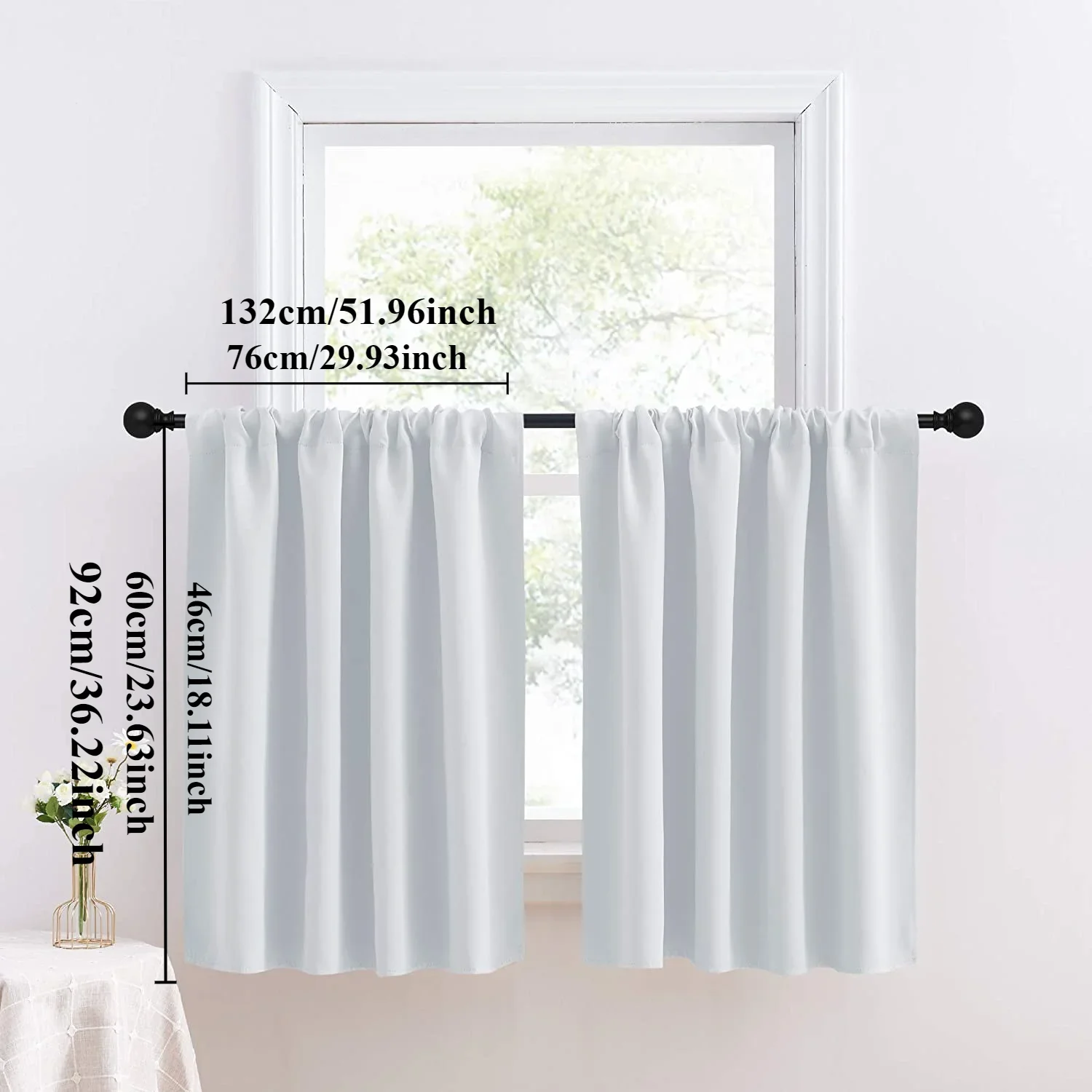 1Panel Short Tier Sheer Curtains Kitchen Drapes Rod Pocket Non-See-Through Window Curtains for Bathroom/ Cortinas Rusticas