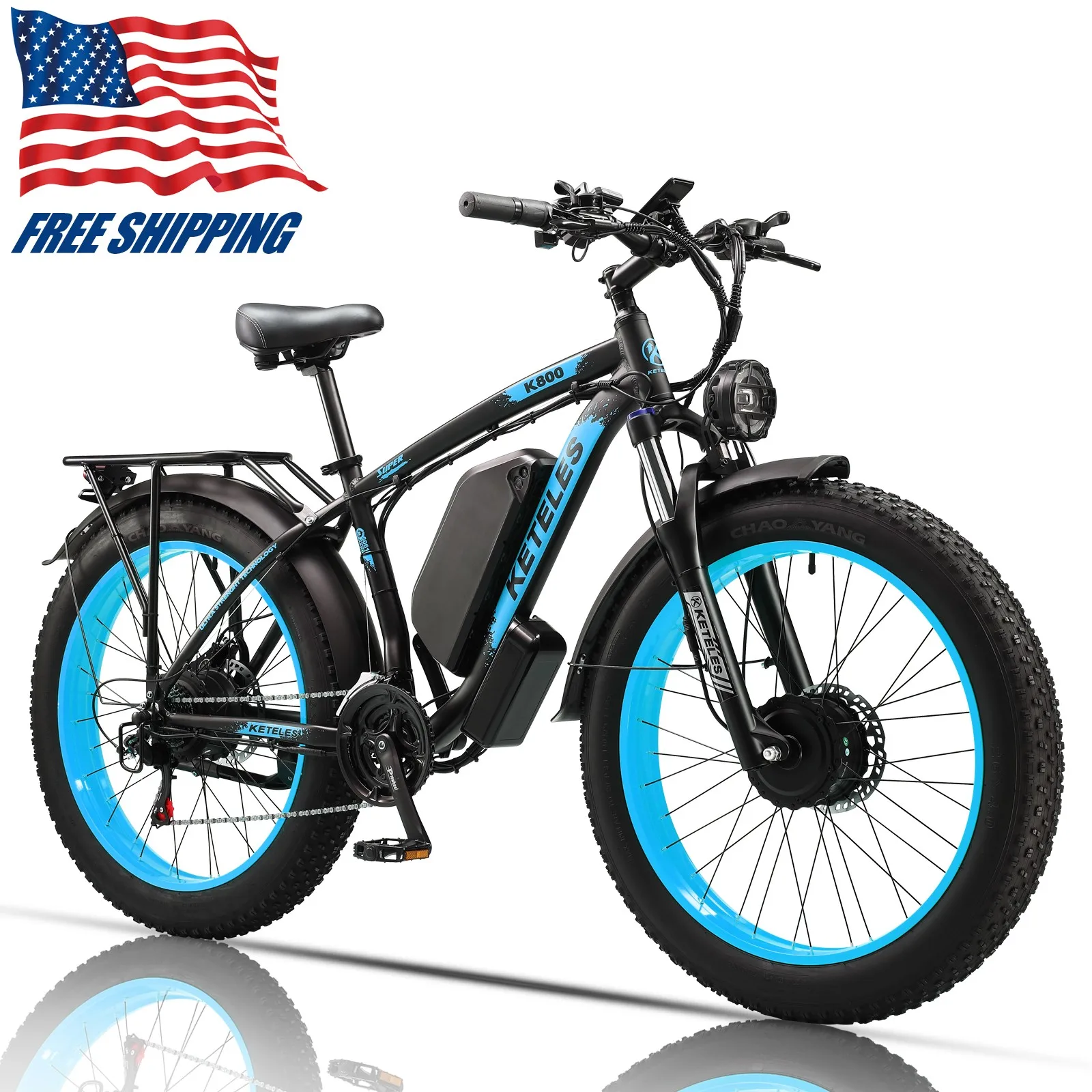 4000W Dual Motor K800 Electric Bike 26" Fat Tire E-Bike 48V/23Ah for Adults