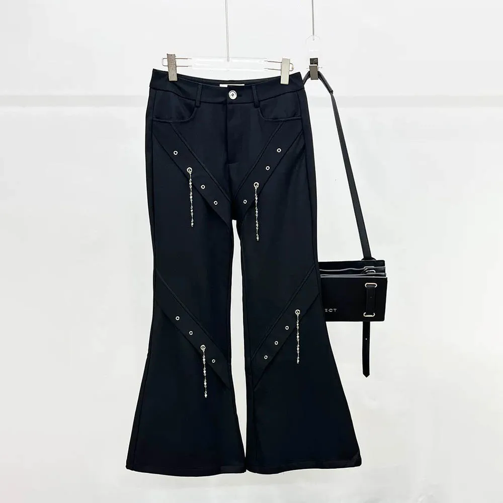 

Mens Trousers Y2k Chain Micro-Flared Casual Pants Autumn Streetwear Fashion Niche Youth Trend Straight Pants Men'S Clothing 2025