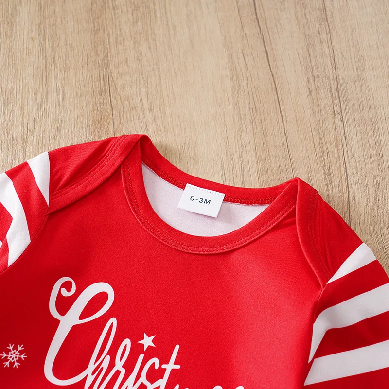 Autumn and winterBaby cartoon Christmas elements printed casual striped long sleeve onesie, baby and baby boy onesies