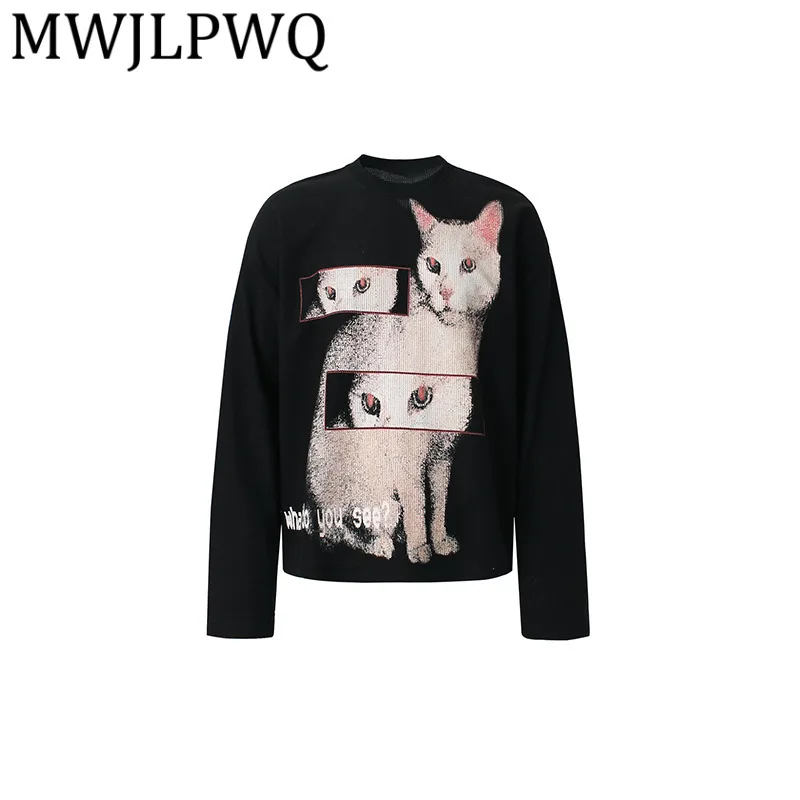 

MWJLPWQ Американская модная уличная футболка с длинным рукавом и индивидуальным узором, мужская уличная футболка с круглым воротником, модная осень 21446