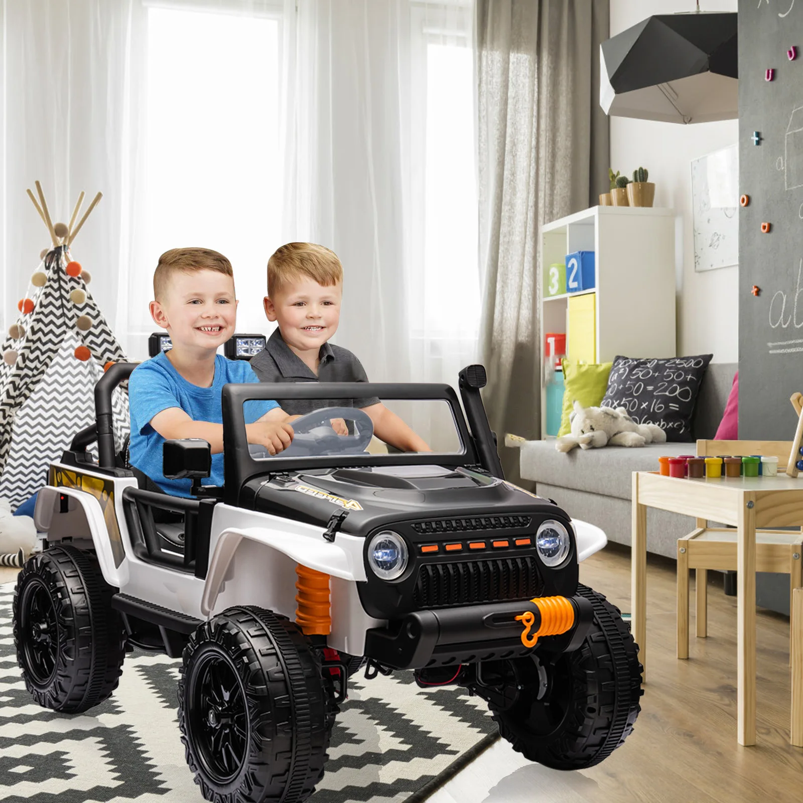 new 24V 2 Seater Kids Ride On Truck Car 4WD Off-Road UTV Electric Toy Car with Remote Control,Spring Suspension,Headlights,Music