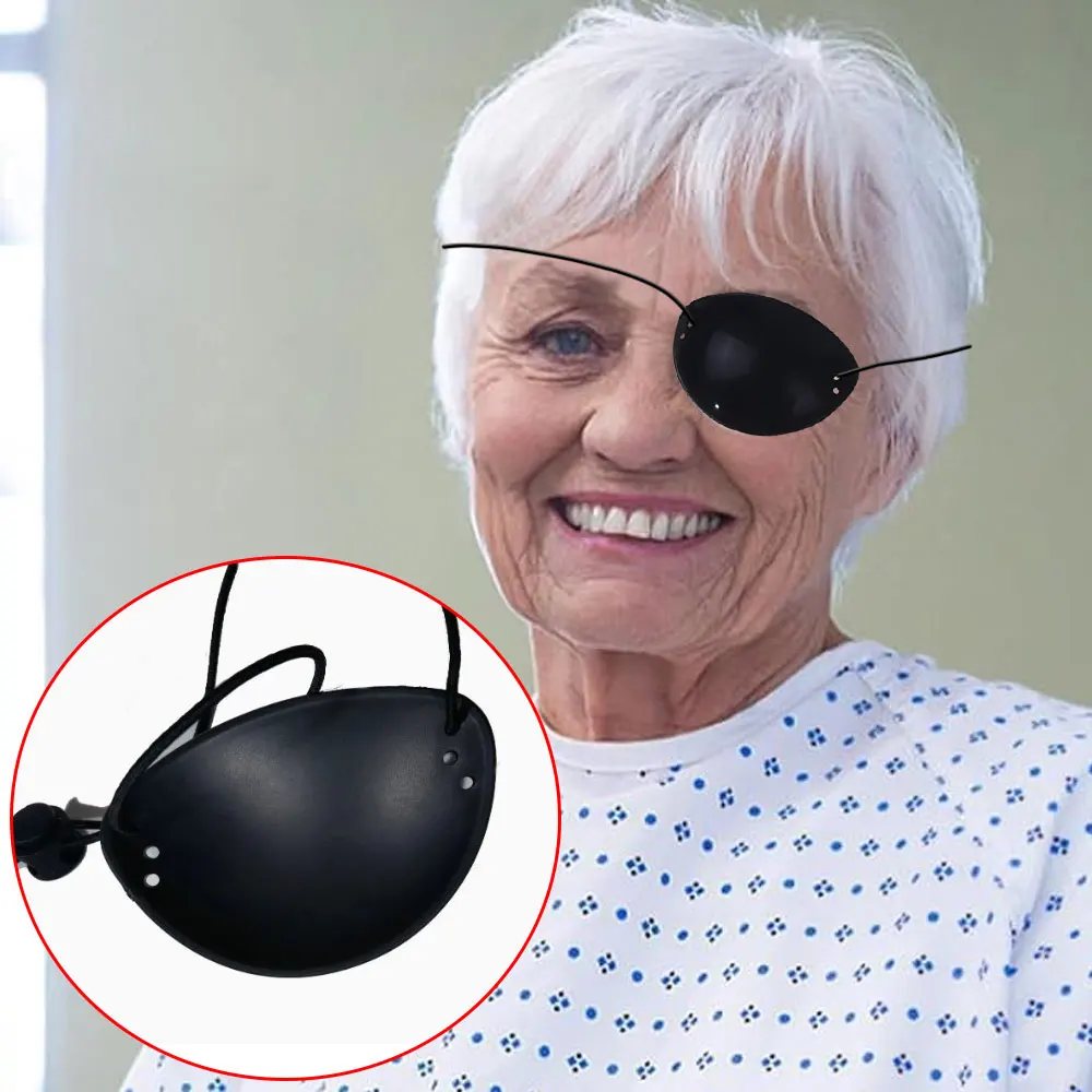 رقعة حملق أحادية العين لحماية العين باللون الأسود الشفاف للأطفال لتصحيح العين والغمامة