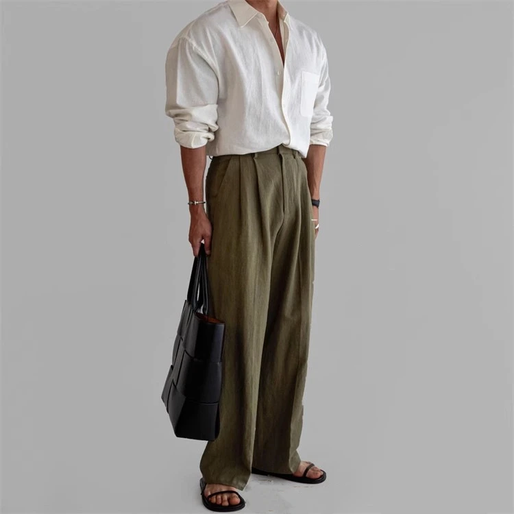 Vintage Men's Cotton and Linen Shirt, Long-sleeved Lapel Shirt, New Autumn Style, Casual Slim-fitting Men's Cardigan