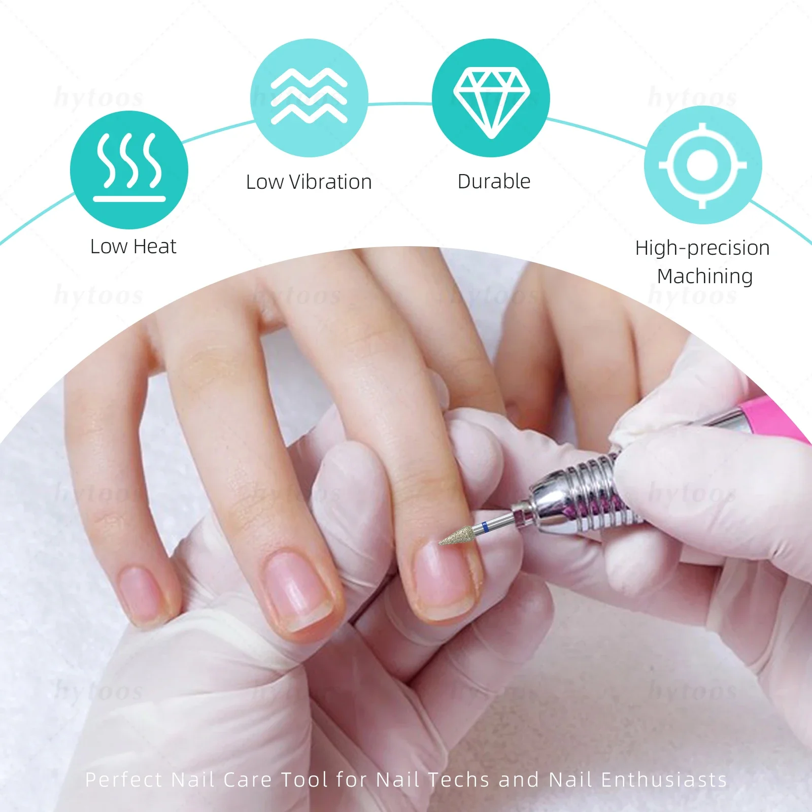 Hytoos bud cutícula prego brocas profissional diamante russo prego bit segurança sob unhas pele morta limpador pré-tratamento ferramentas