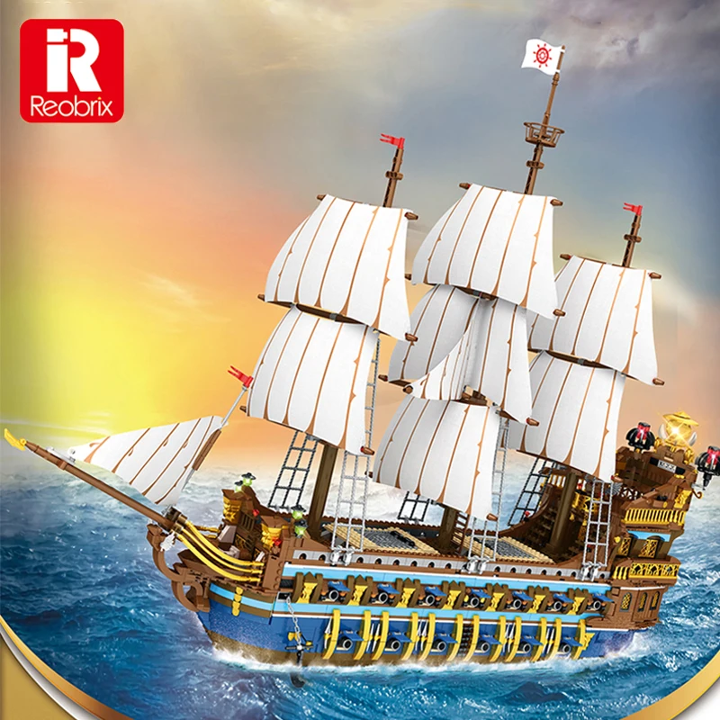 REOBRIX 66011 Royal Imperial Flagship Compatible 10210 Model Ship Building Blocks Bricks Educational Toys For Children