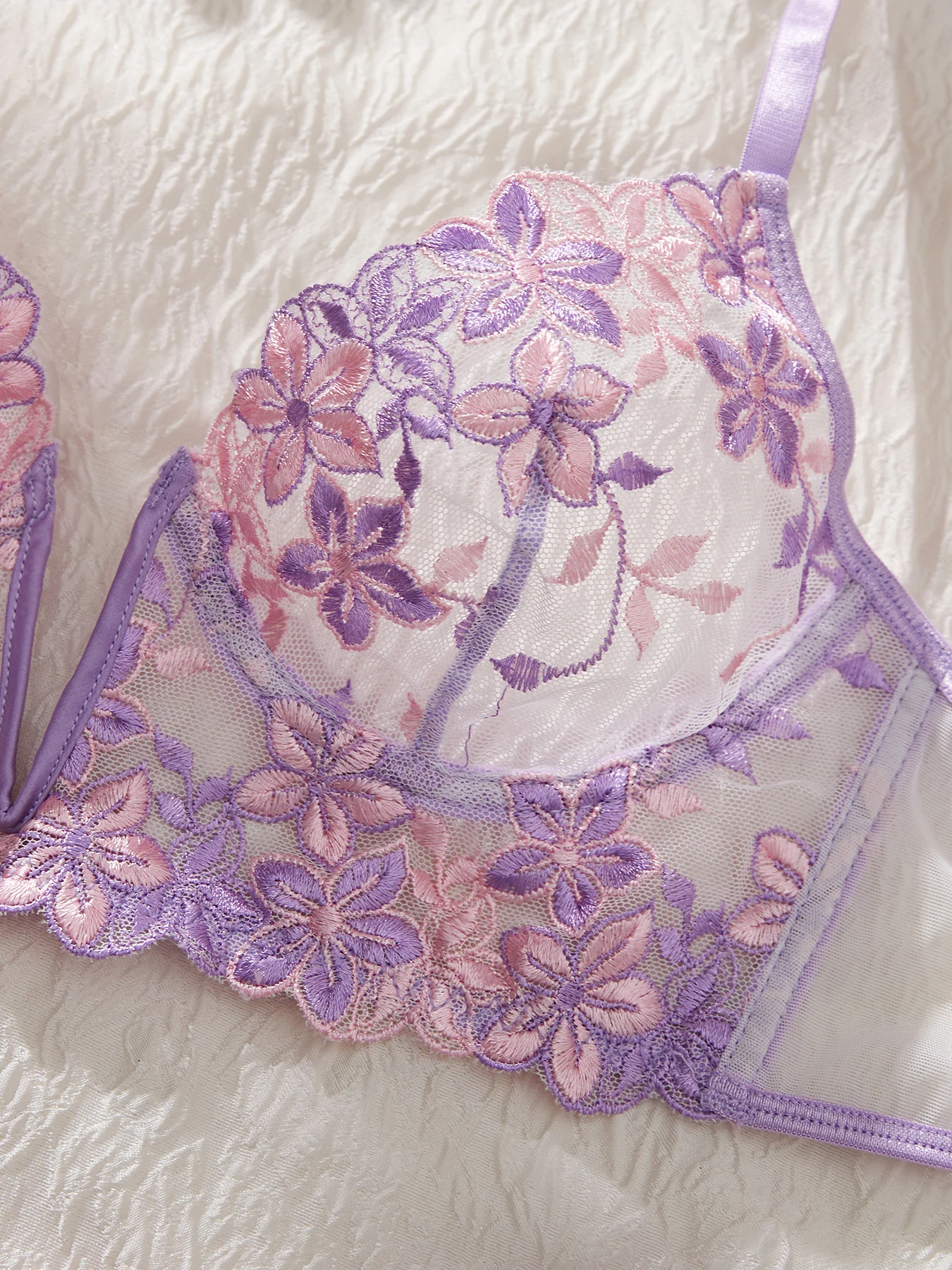 The temptation of Valentine's Eve light purple Danube group ladies sexy lingerie bra women's suit image 6
