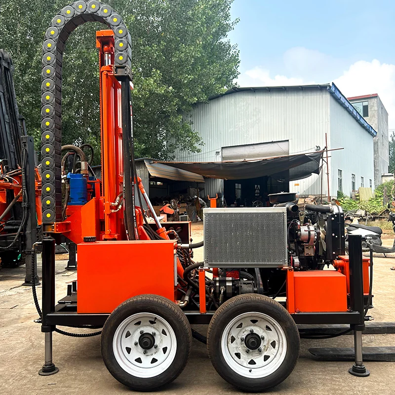 

Customized Diesel Wheeled Portable Water Well Drilling Rig 200m Efficient