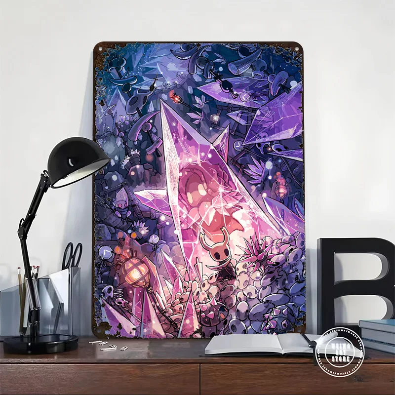 Hollow Knight Game Tinplate Poster Customized Wall Art Vintage Metal Signs Retro Tin Plaque for Gaming Room Decoration Cozy Home