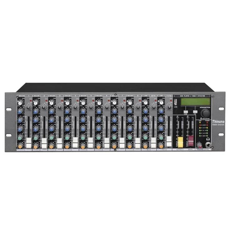 Thinuna RMX-6404A 20w 12-channel Rack-mounted Speakers Sound System Professional USB Effects Audio Mixer