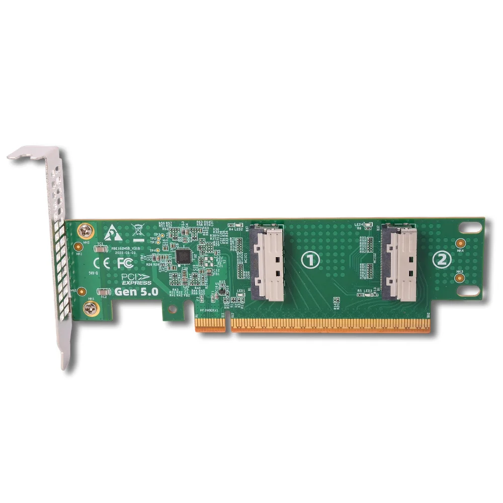 PCIe 16X 5.0 Adapter Card MCIO To PCI-E 5.0 Riser Card for Independent Graphics Card 1U GPU External Expansion NIC/ X16/X8 Split