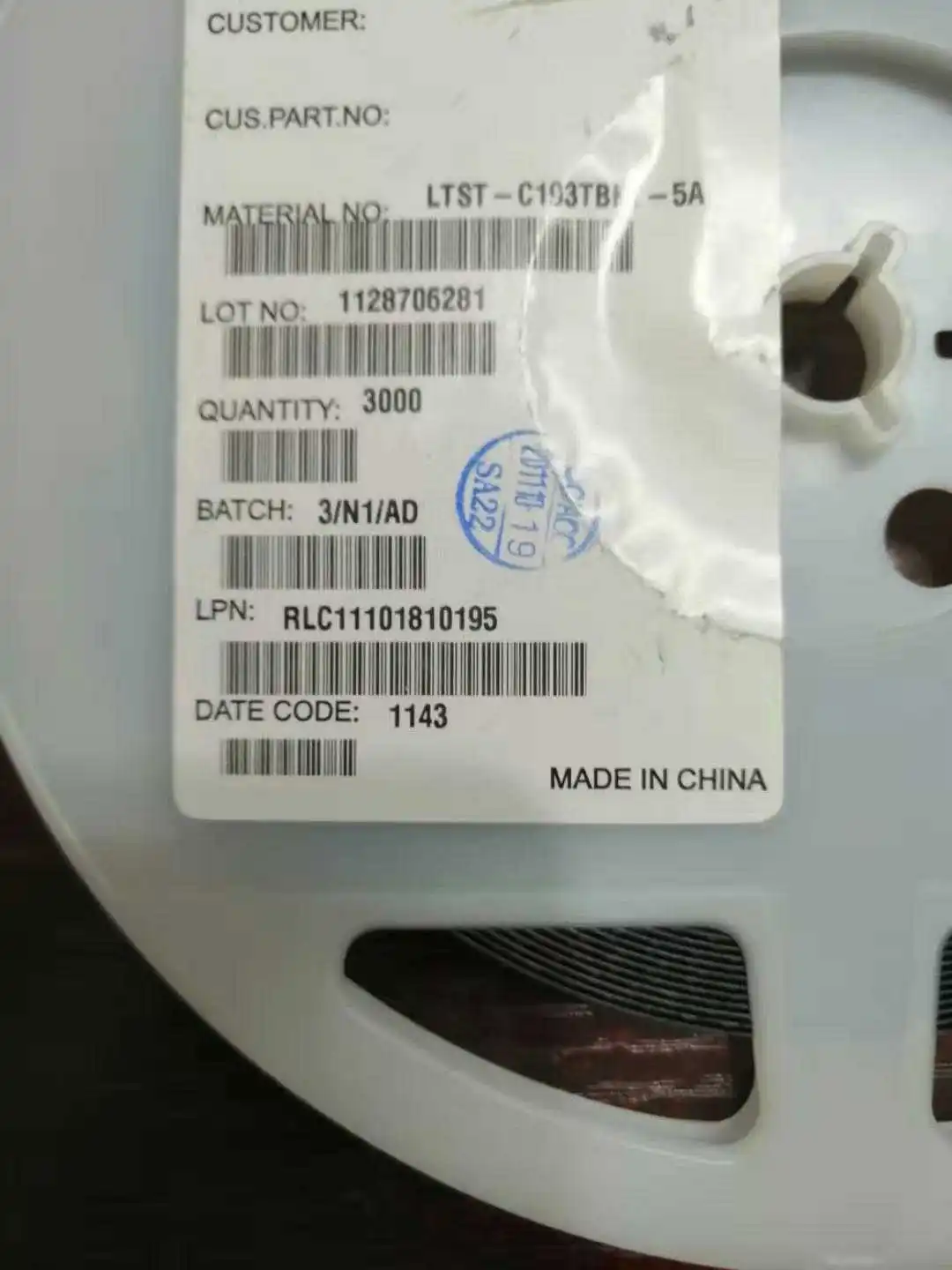 

50Pcs/LTST-C193TBKT-5A LED 0603 (1608) Blue super bright LED indicator