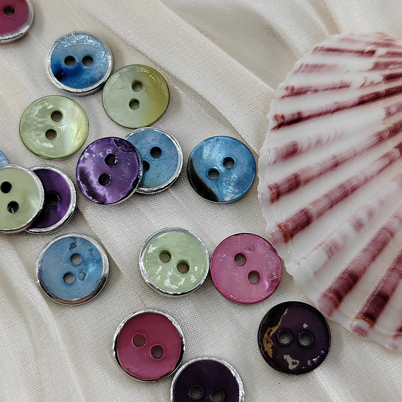 10MM Natural Shell Buttons Of Clothing High Quality Luxury Colorful 2-Holes Button Mother Of Pearl Sewing Accessories 10Pcs