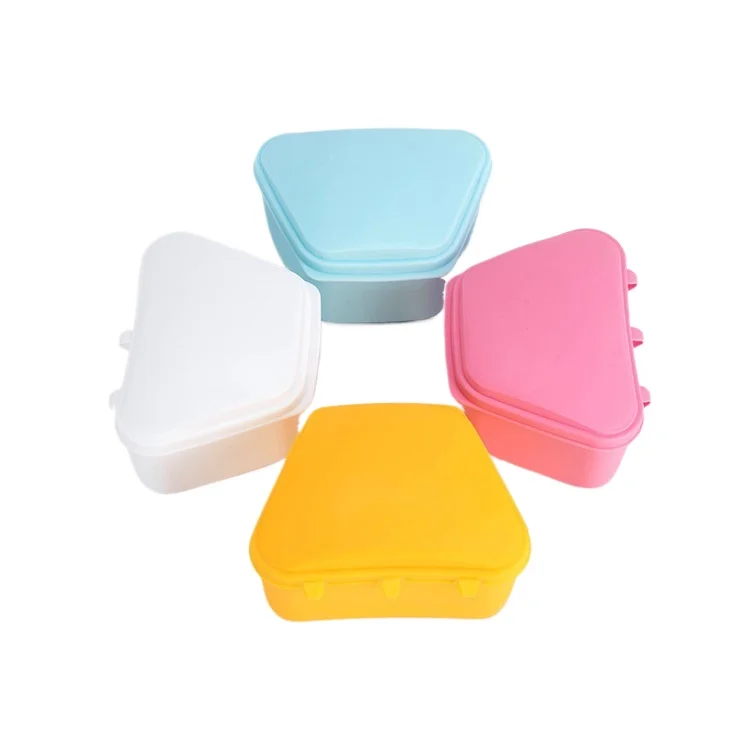 4 Pcs/pack PE Trapezoidal Box Denture Storage Box Orthodontics Kit Boxs Portable Orthodontics Appliance Boxs Best Tool s s
