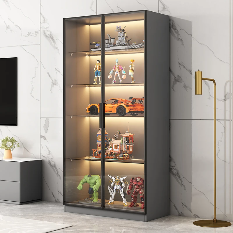 glass door Lego figure cabinet modern simple display cabinet home solid wood display cabinet living room light luxury model disp