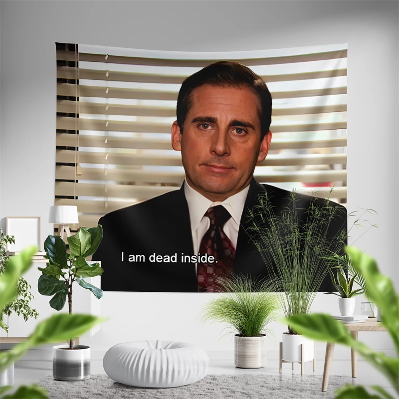 

Aertemisi I am Dead Inside Michael Scott The Office Funny Meme Tapestry Wall Hanging Art for Bedroom Living Room Decor Party