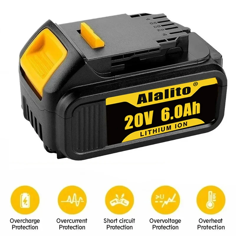 Original DCB200 20V 6000mAh Lithium Replacement Battery For Dewalt 18V DCB184 DCB200 DCB182 DCB180 DCB181 DCB182 DCB201 DCB206