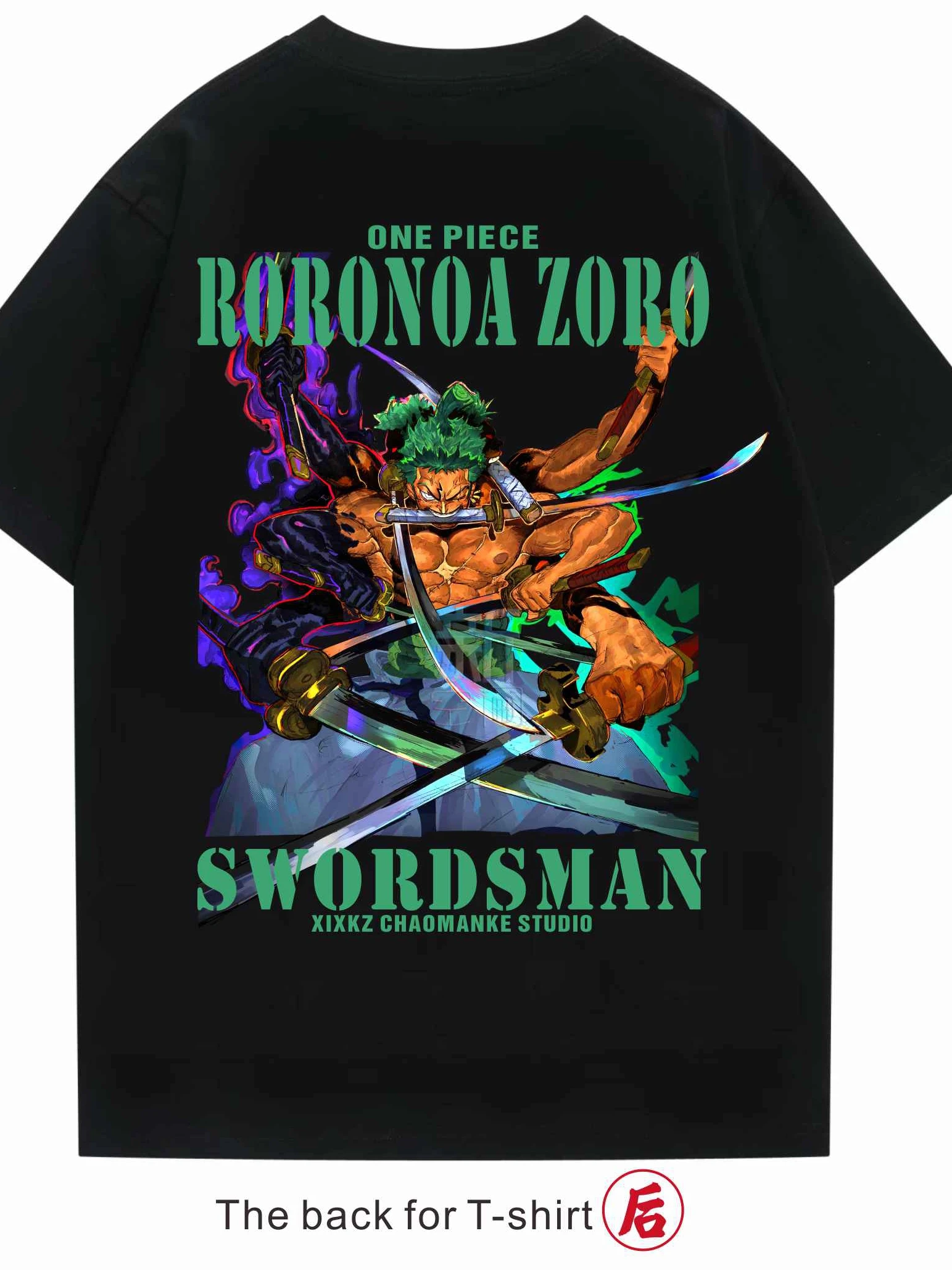 Camiseta de una pieza de algodón pesado, marca japonesa de moda, animación Ronoya Sauron, patrón periférico, mangas cortas holgadas