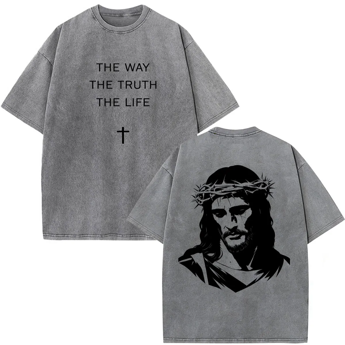T-shirt décontracté en coton oversize pour hommes et femmes, style punk, avec motifs religieux chrétiens Jésus, la Voie, la Vérité, la Vie