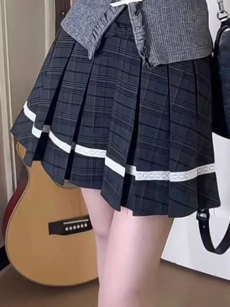 

Japanese Style Sweet Preppy Outfits for Women 2026, 2 Piece Sets with Fake Top & Pleated Skirt