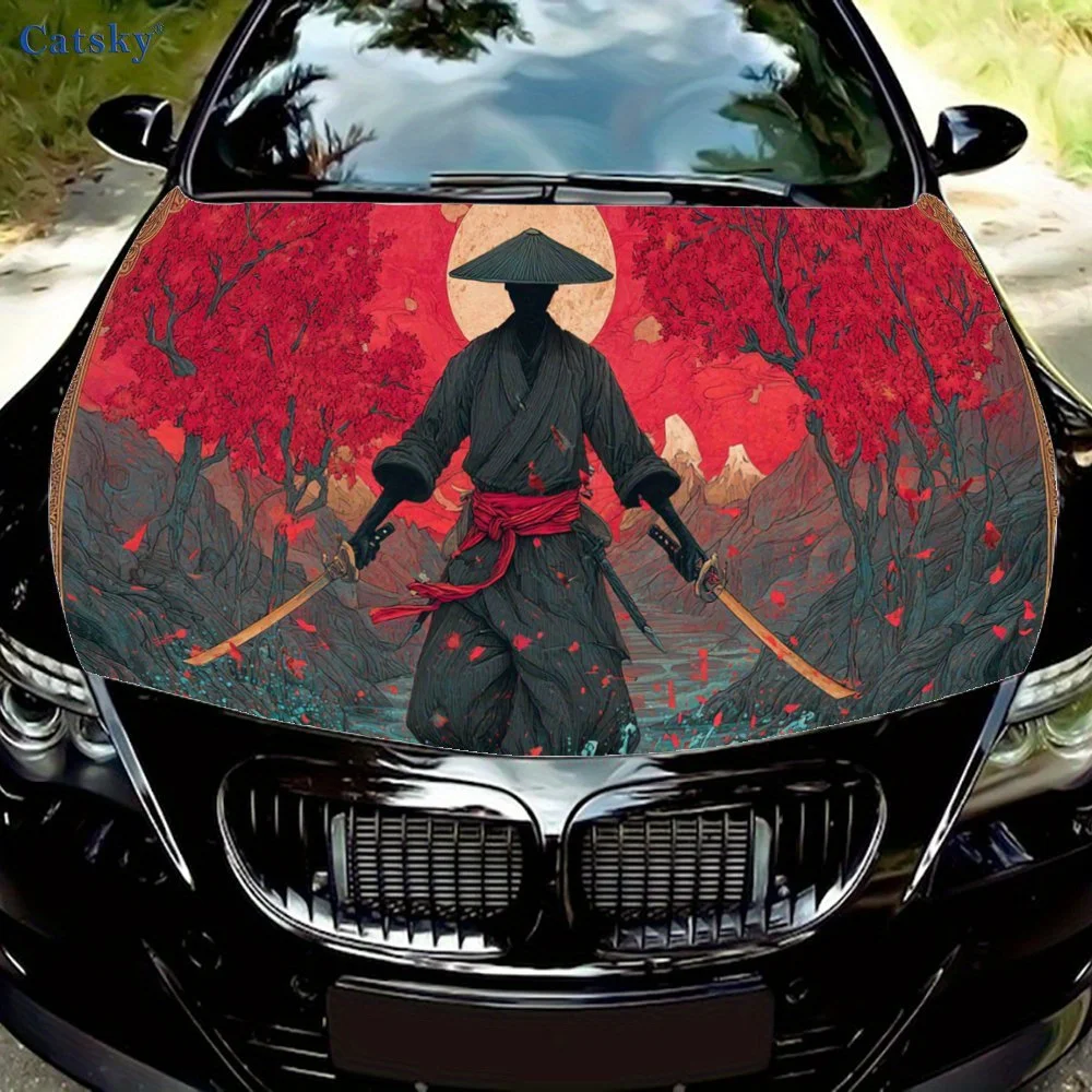 

Retro Samurai print,car hood stickers,PVC waterproof Self adhesive car hood sticker,car hood decoration protection stickers,Auto