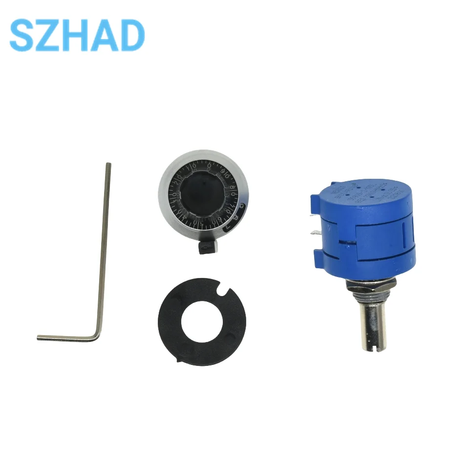 3590S-2 3590S Series Precision Multiturn Potentiometer 10 Ring Adjustable Resistor+1PCS Turns Counting Dial Rotary 6.35mm Knob