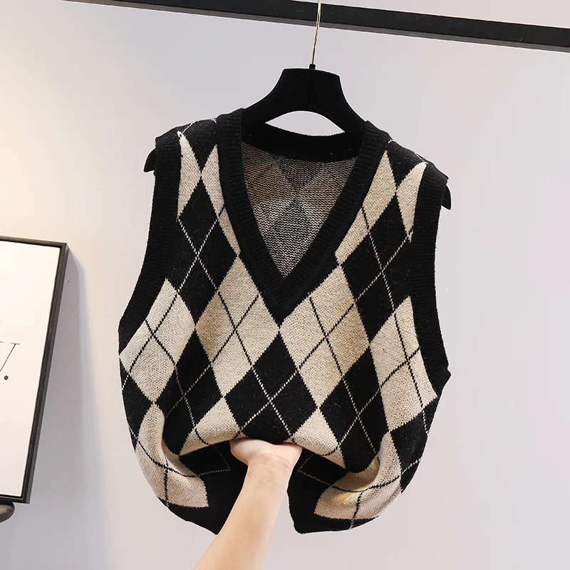

Брендовый женский свитер Camere с ромбовидным узором, жилет V-Ne, топ, шерстяная одежда Quali, весенне-осенняя модная одежда для поездок на работу