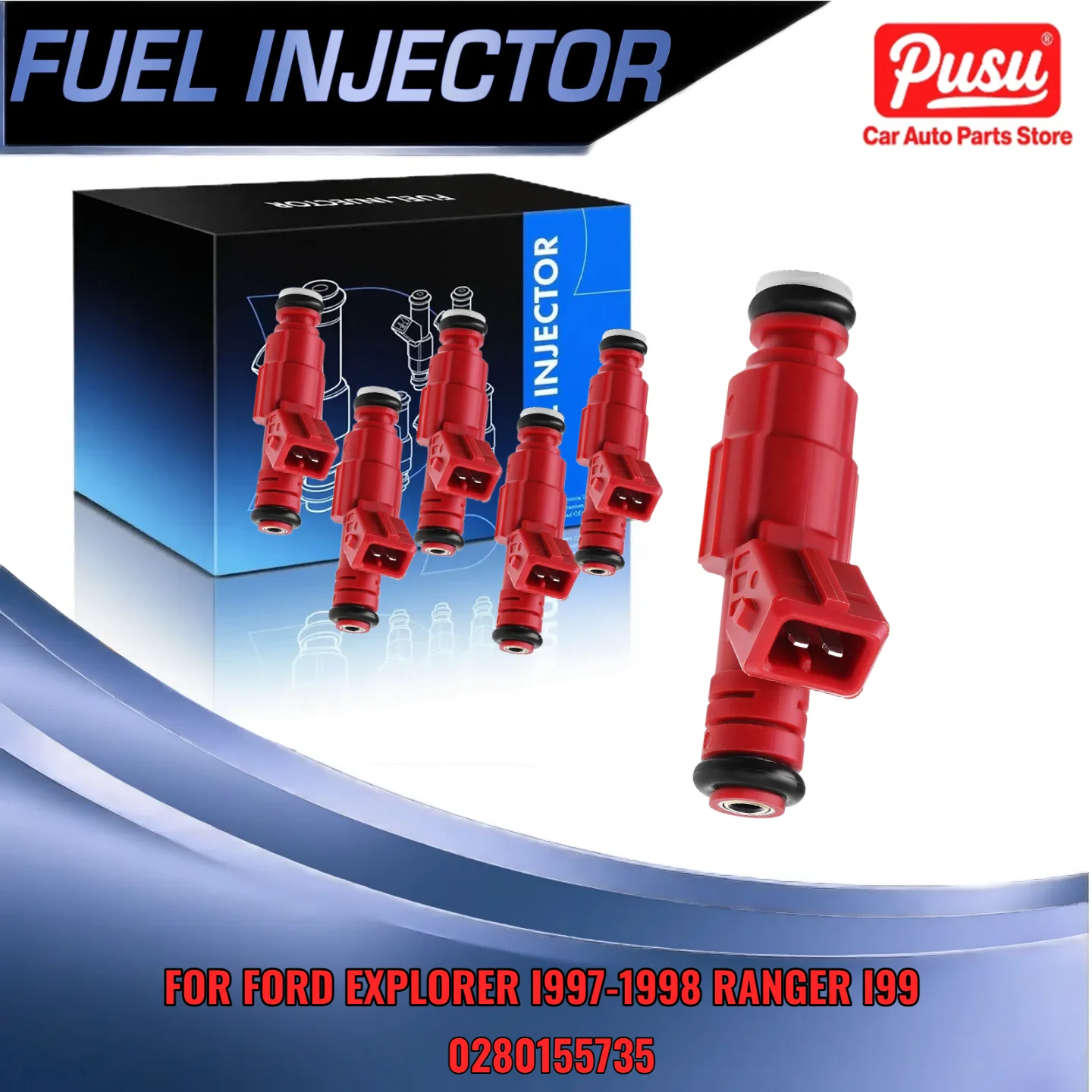 

Set of 6 Fuel Injectors for Ford Explorer 1997 1998 4.0L V6 0280155735 Fits Ranger Aerostar