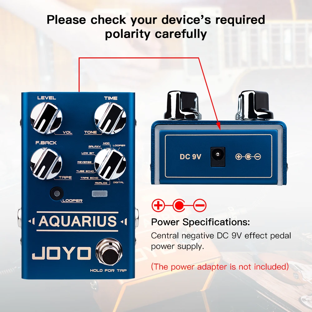 JOYO-R-07 Aquarius Pedal, 8 Digital Delay Effects, Tap Tempo, Multi Effects, Electric Guitar