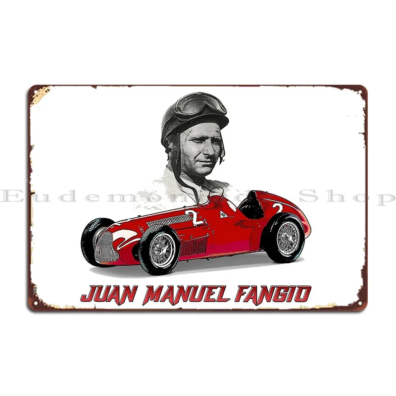 Juan Manuel Fangio Metal Plaque Bar Wall Decor Living Room Wall Personalized Tin Sign Poster