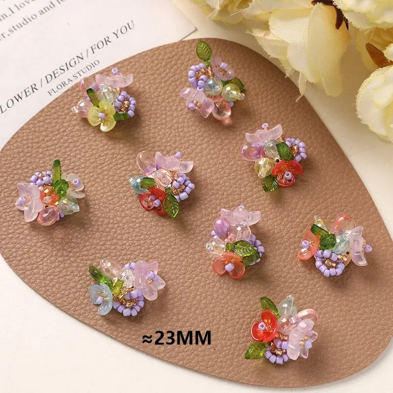 Purple Glass Beads Beaded Cluster Flower for Wedding Jewelry making 1pcs Wholesale Handmade Beaded Flora Ornaments Accessories