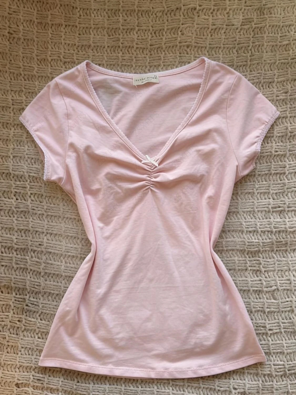 Pink Aesthetic T-shirt Women Casual Clothing Harajuku solid color Short Sleeves Sweet Girl Kpop Crop Top  Gentle Cuteore T Shirt