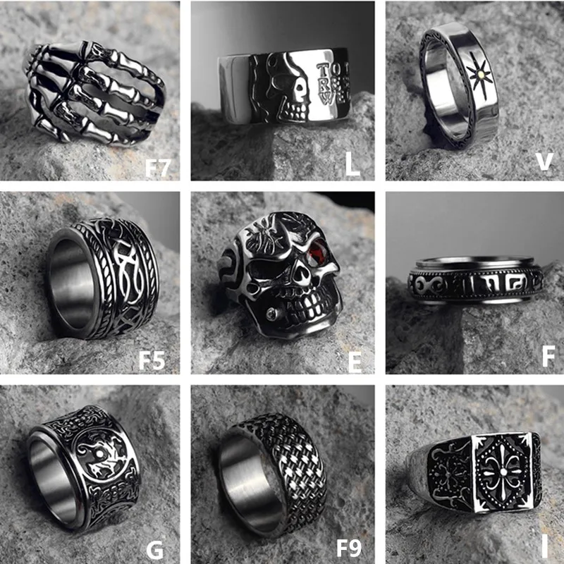 Street Retro Skeleton Star Ring for Men Silver Vintage Punk Gothic Art Fashion Hip Hop Rings Unisex Accessories Designer Jewelry #1