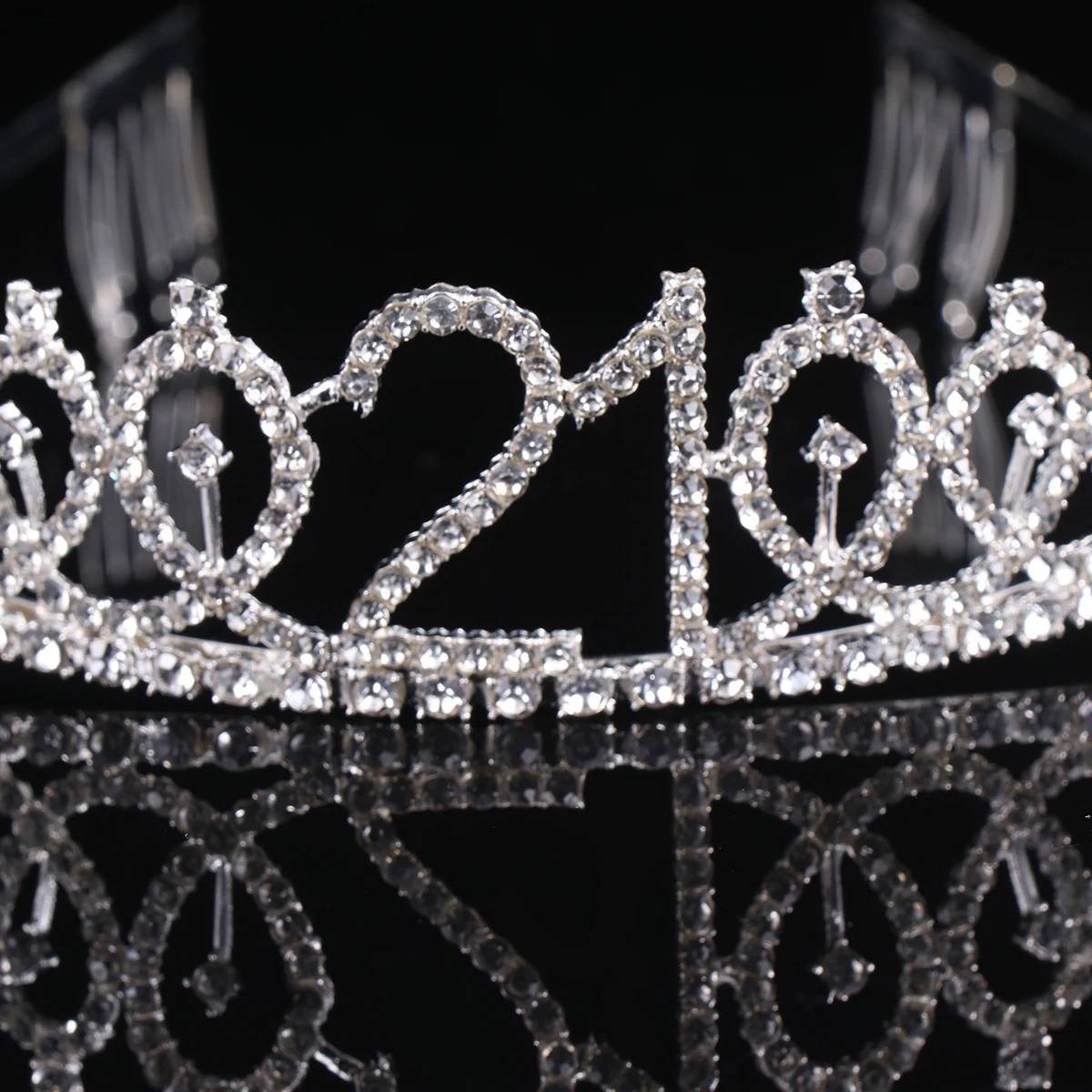 

1pc Alloy Rhinestone Birthday Number Design For 21St Celebration Silver Party Hair Accessory Birthday Alloy Crown Rhinestone