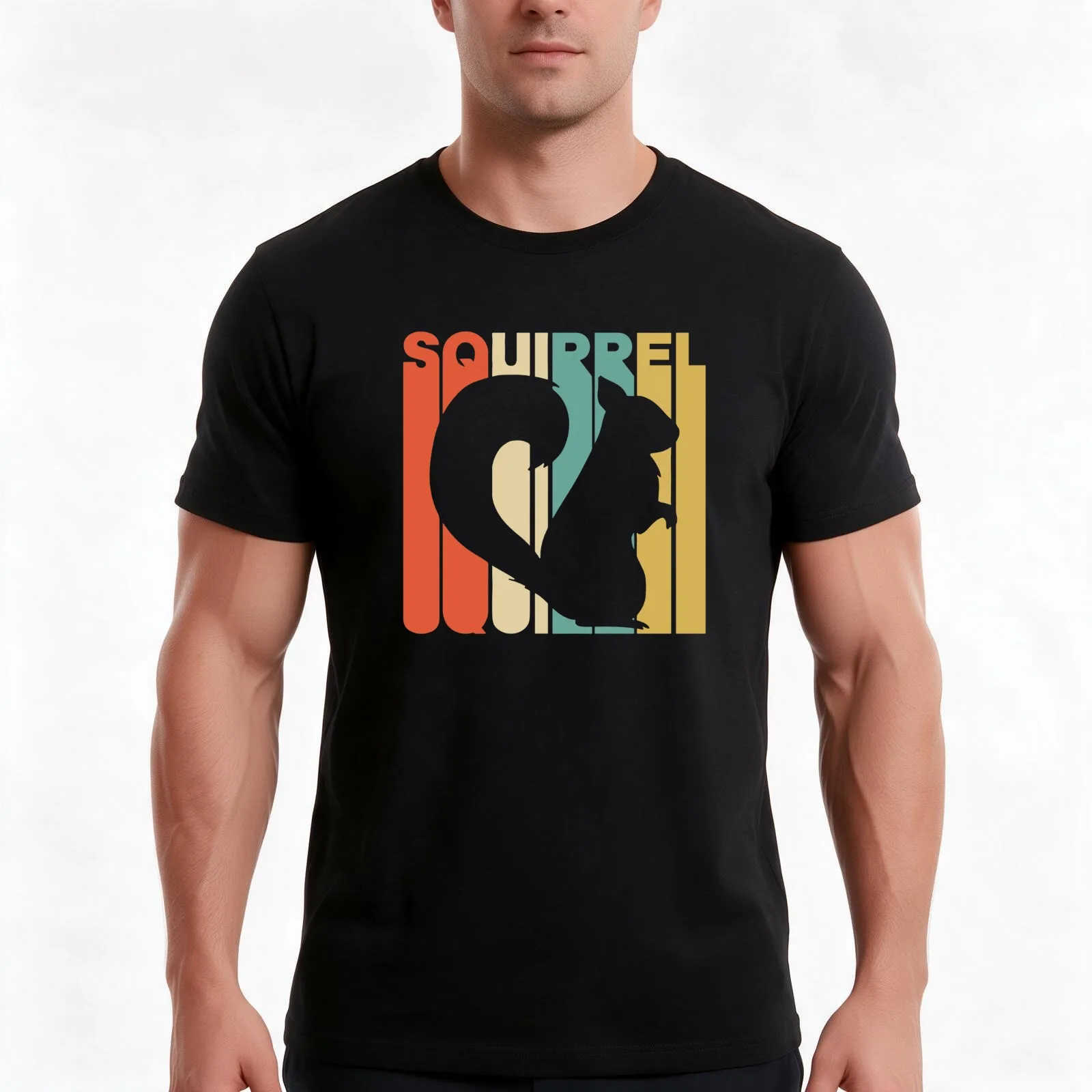 Vintage Style Squirrel Silhouette Shirt T-Shirt, Summer Casual Cotton Tee, Oversized Streetwear Tops, Vintage Graphic Print